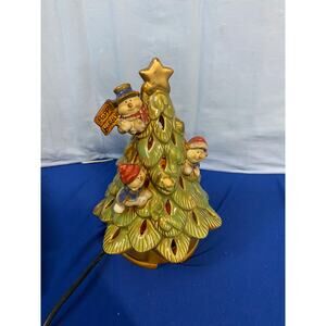 Happy Holidays Ceramic Lighted Christmas Tree with Figurines